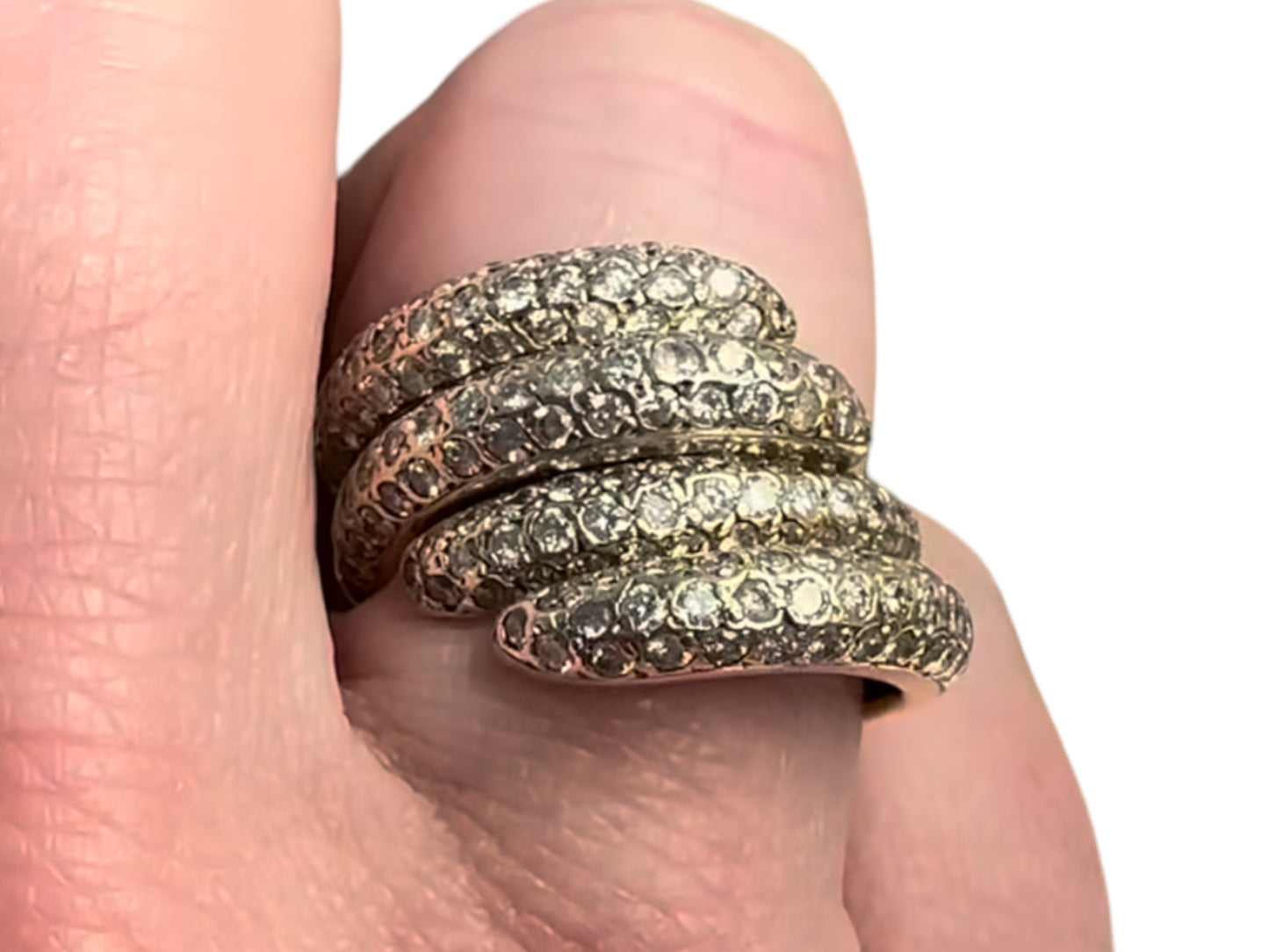 Set of 2 Interlocking Vintage 18k Yellow Gold and Diamond Rings