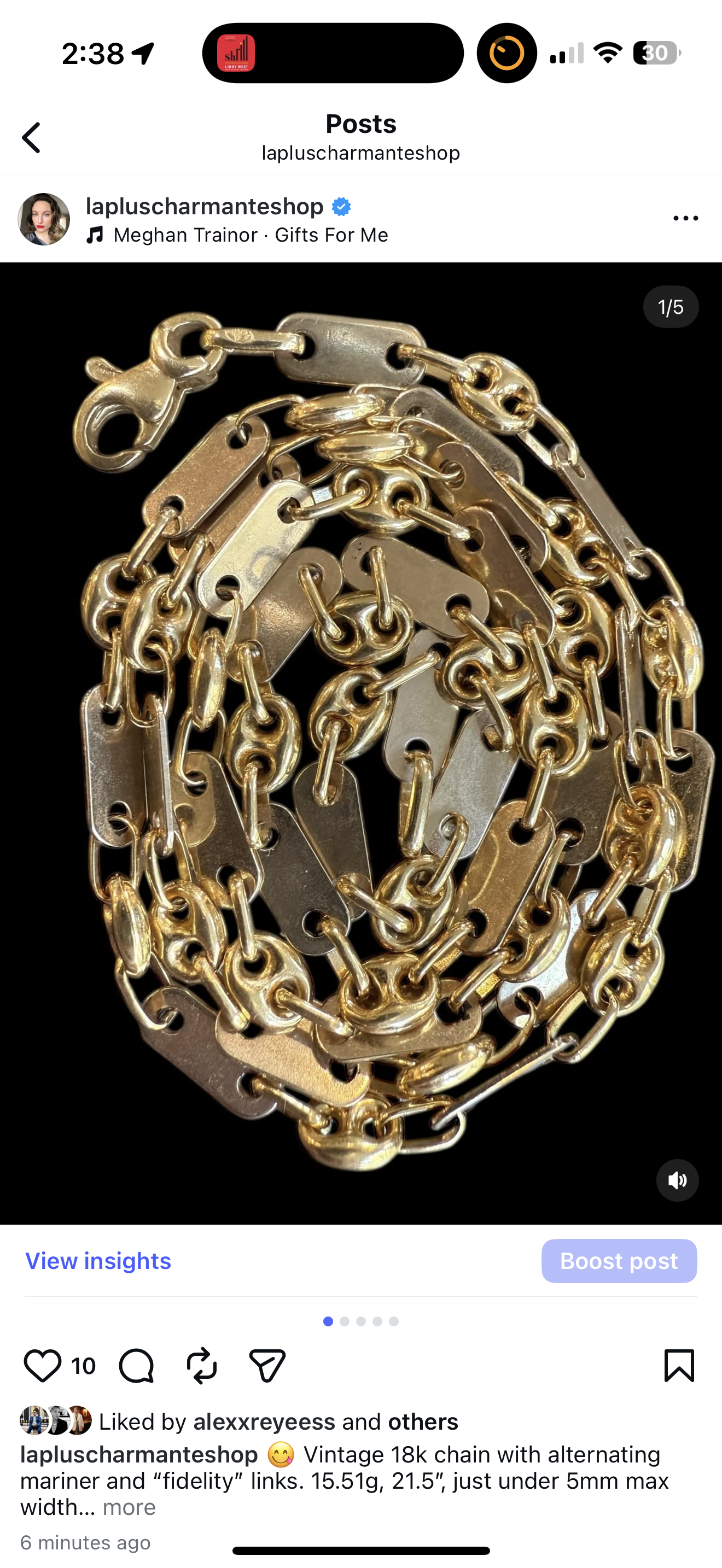 Vintage 18k French Mariner and Fidelity Link Chain