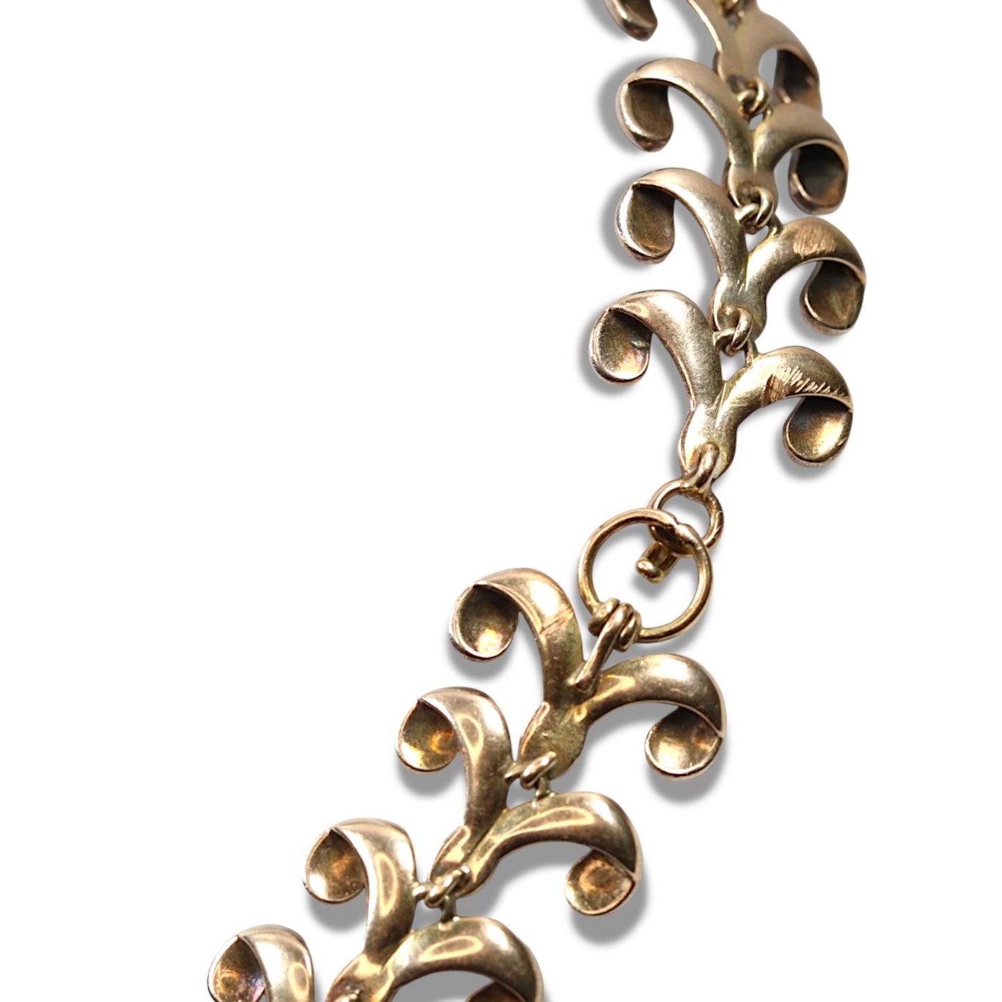 Antique French 18k Diamond Enamel Fancy Link Collar Necklace