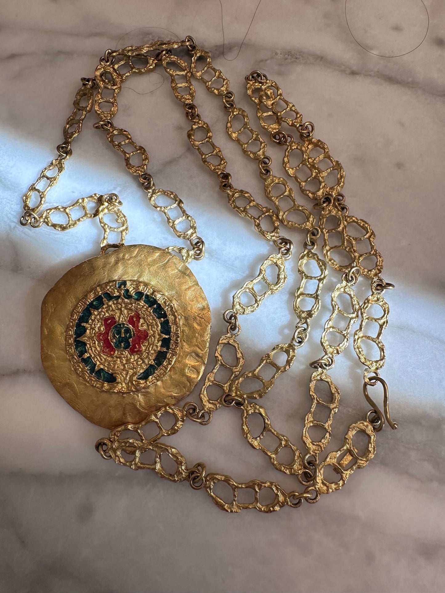 Very Long Vintage 18k Textured Yellow Gold Chain