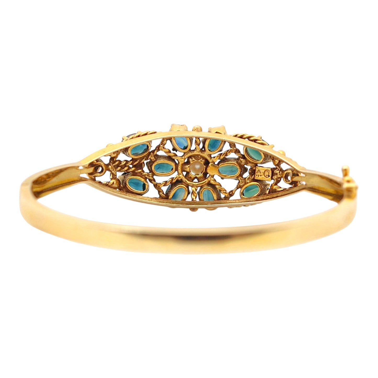 Vintage 14k Sapphire Pearl Bangle