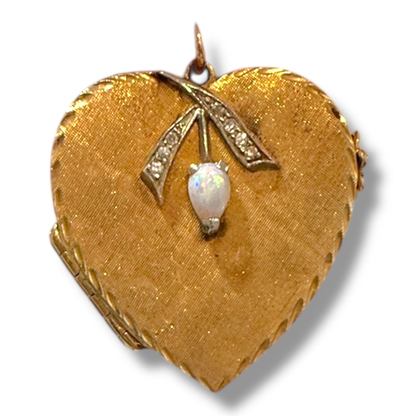 Vintage 14k Opal and Diamond Heart Locket