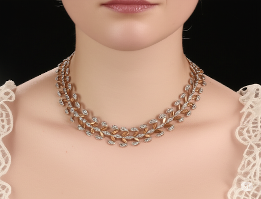 Antique French 18k Diamond Enamel Fancy Link Collar Necklace