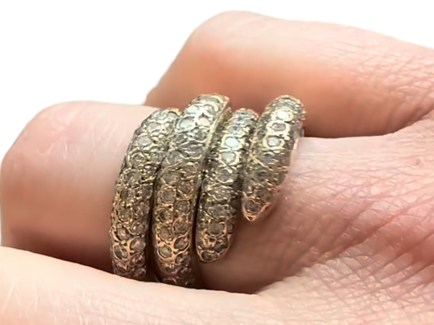 Set of 2 Interlocking Vintage 18k Yellow Gold and Diamond Rings