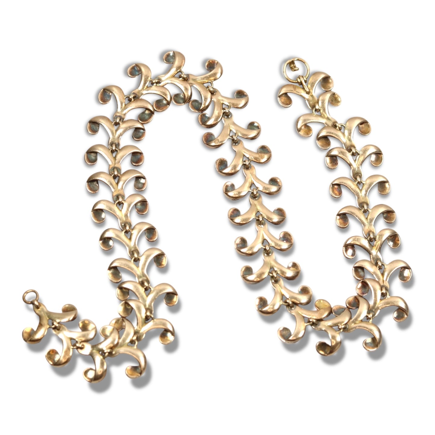 Antique French 18k Diamond Enamel Fancy Link Collar Necklace
