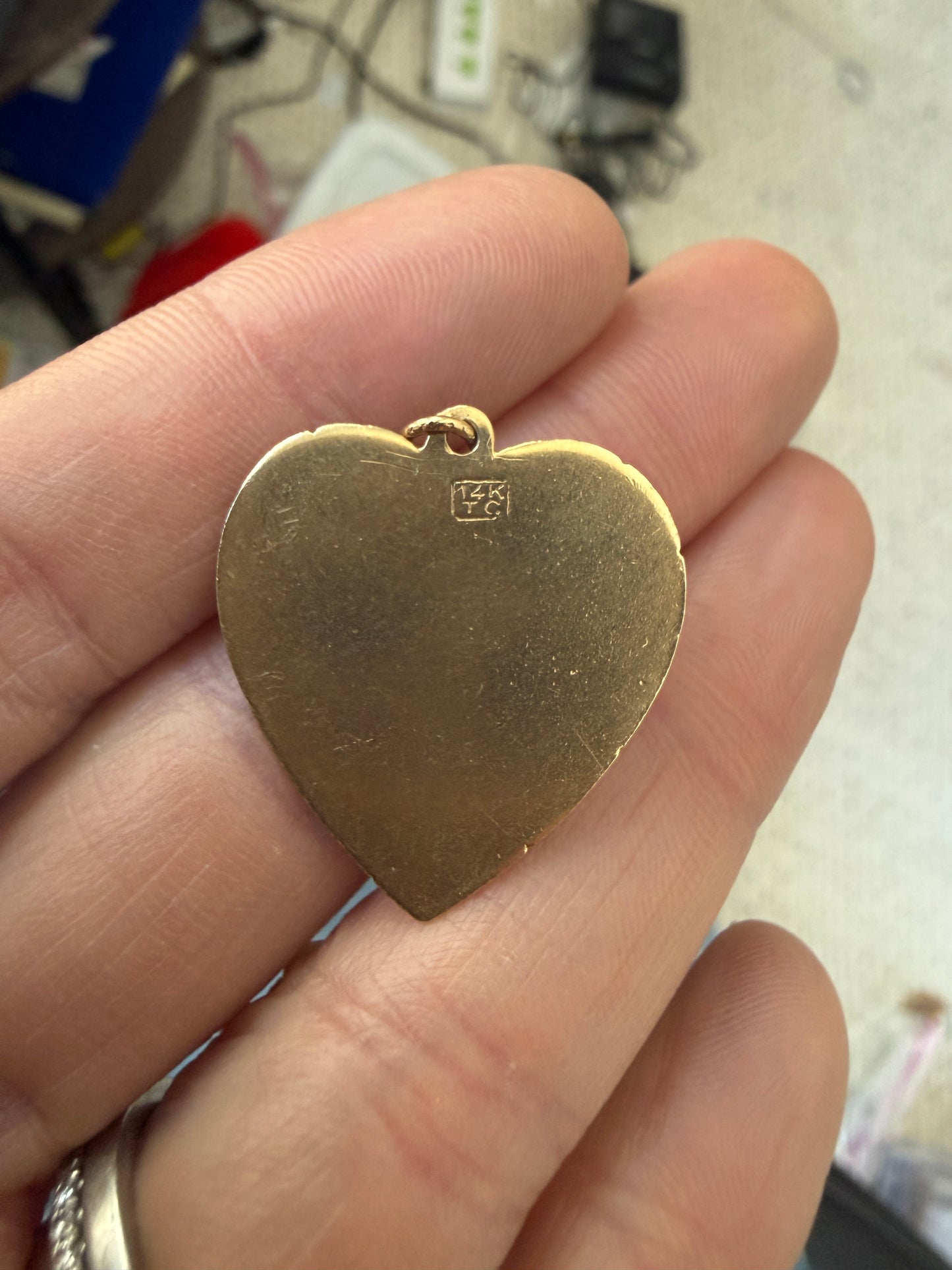 Vintage 14k, ruby & pearl Valentines Day Heart Charm