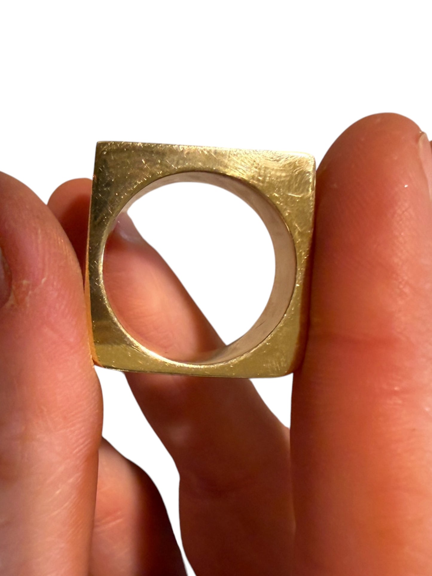 Vintage 18k and Malachite Square Ring