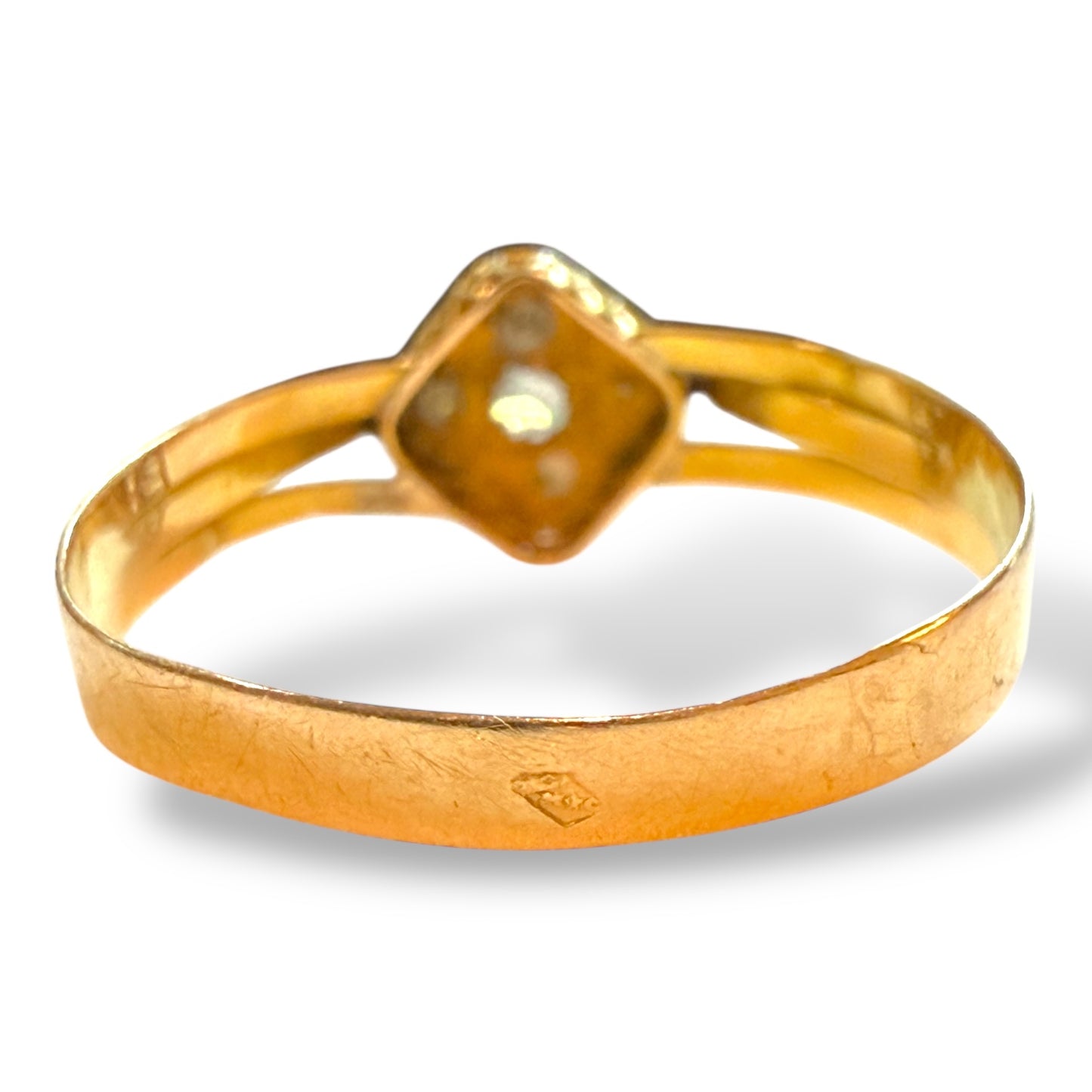 Antique Georgian 18k Natural Diamond and Seed Pearl Ring with French Hallmarks