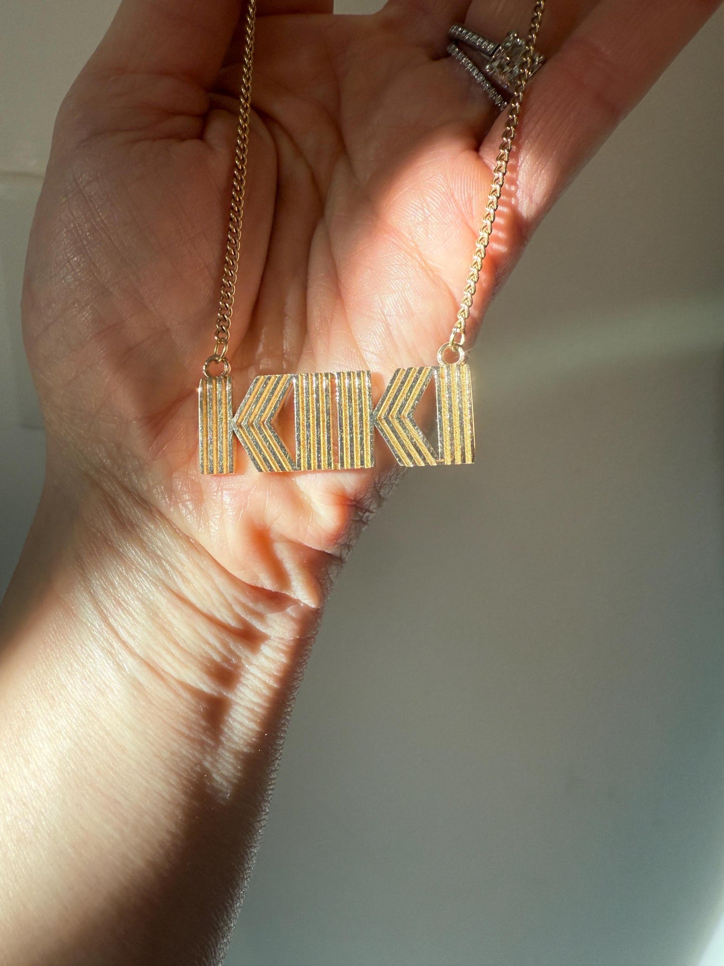 14k Custom Nameplate Necklace with 18” Curb Chain