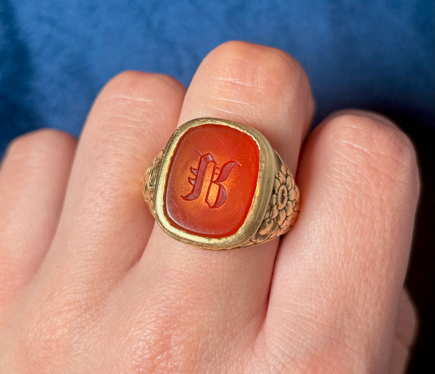 Antique English 15k and Carnelian Intaglio Ring