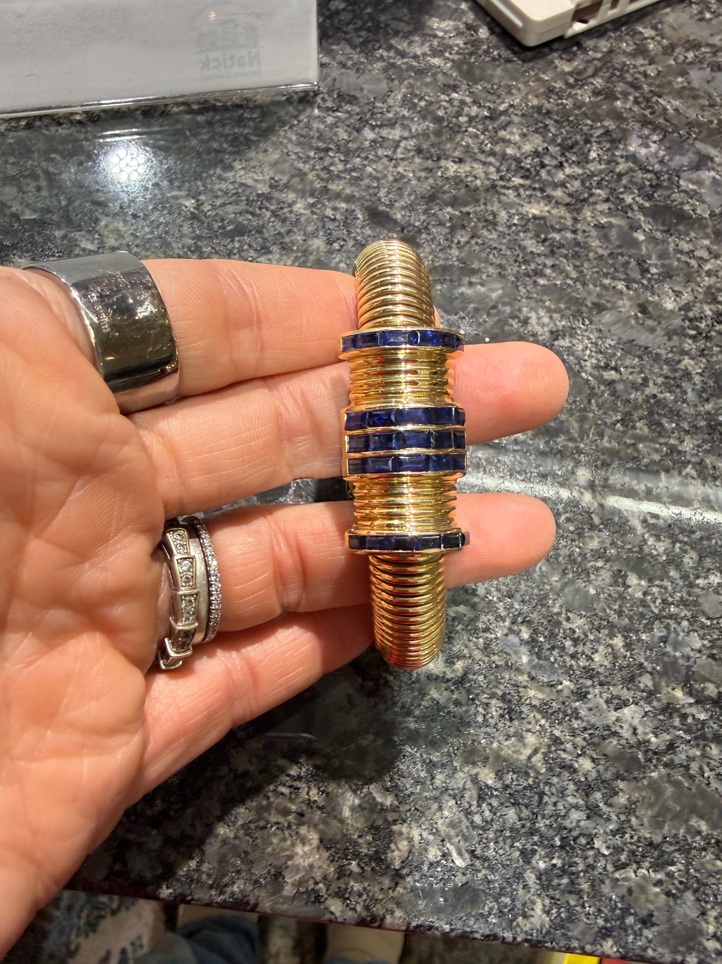 Vintage 14k Sapphire Tubogas Bracelet