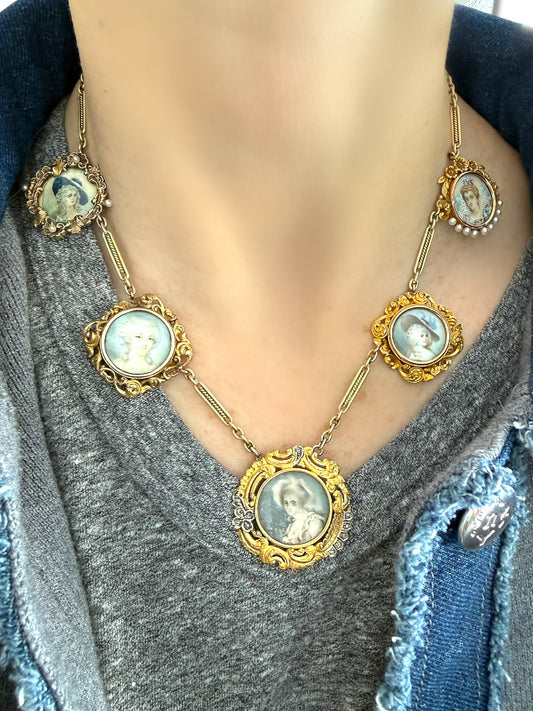 Rare Intact Antique Solid Gold Locket Charm Necklace ca. 1895