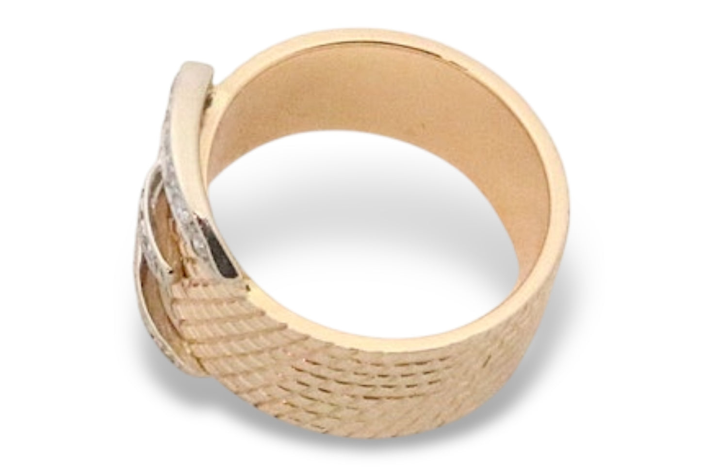 Vintage 14k Yellow Gold and Diamond Buckle Ring