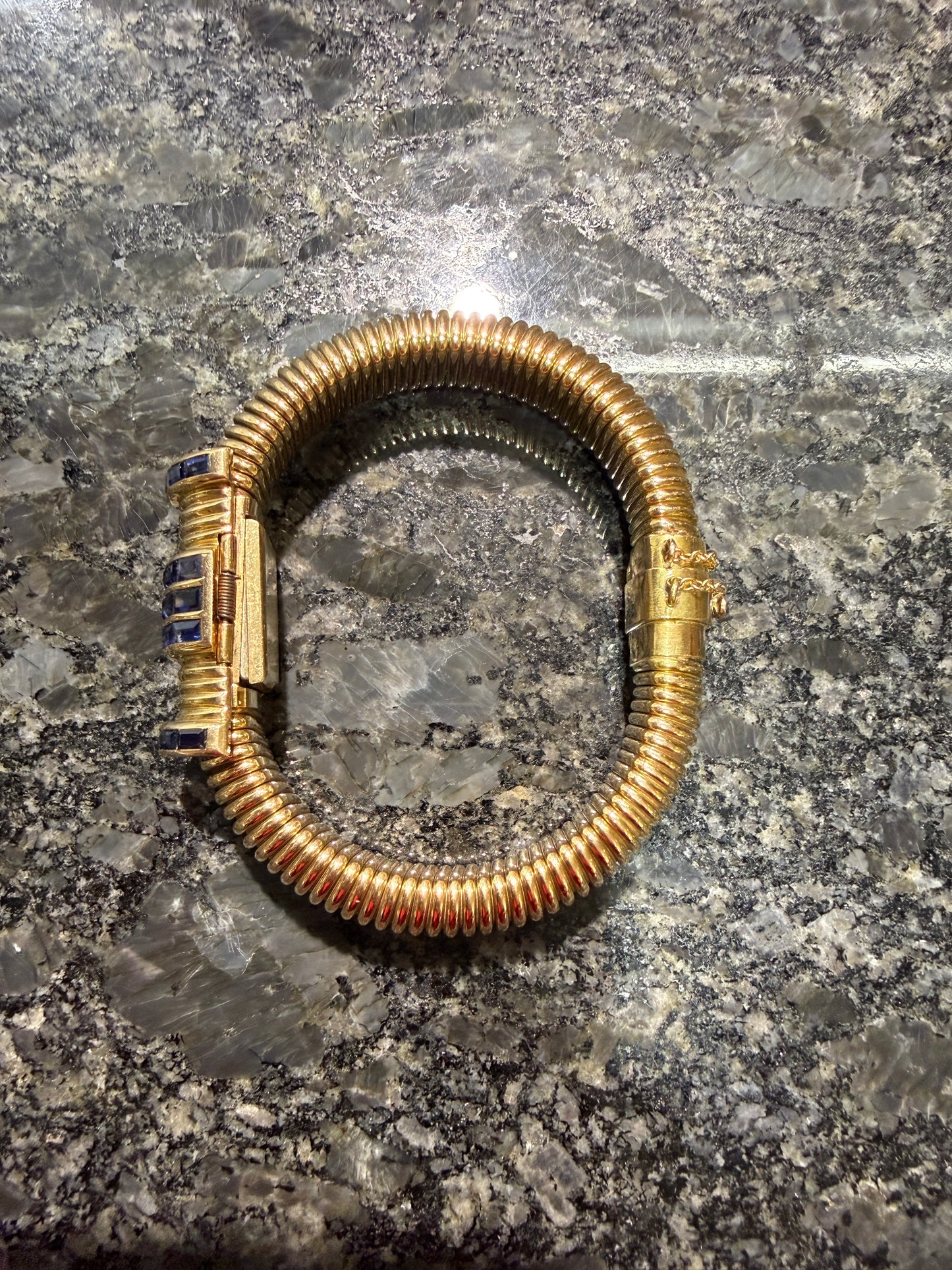 Vintage 14k Sapphire Tubogas Bracelet