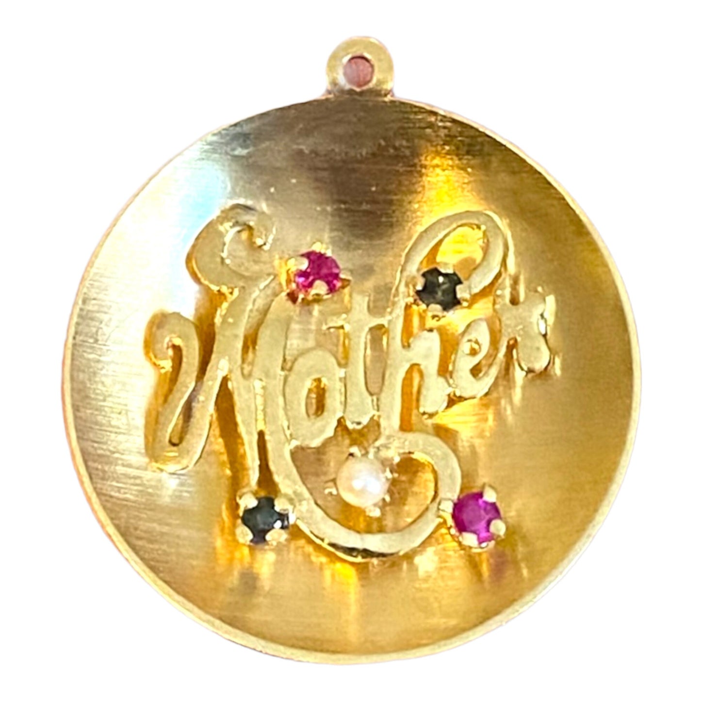 Gorgeous Vintage 14k Yellow Gold and Gemstone Mother Pendant | Ruby, Sapphire, Pearl