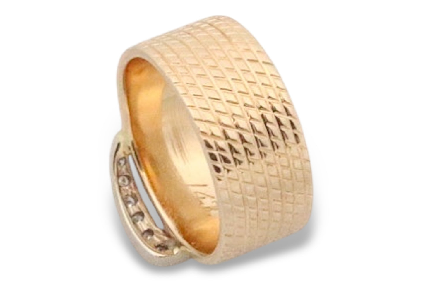 Vintage 14k Yellow Gold and Diamond Buckle Ring