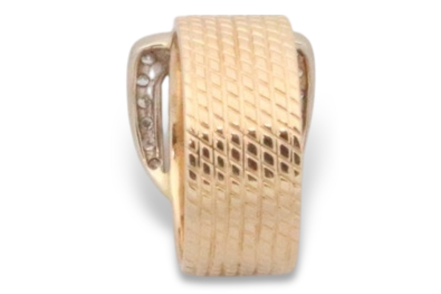 Vintage 14k Yellow Gold and Diamond Buckle Ring