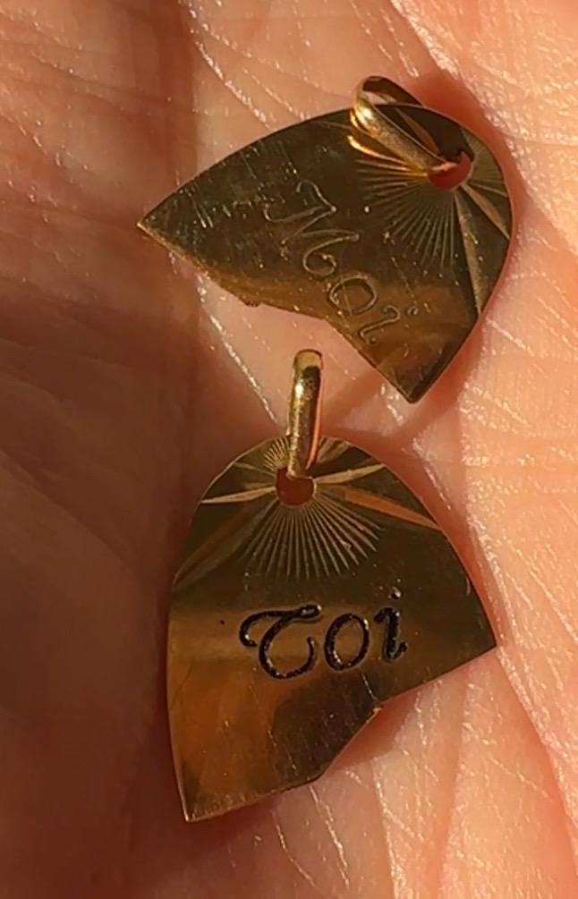 18k Vintage French “Toi”/“Moi” (“You and Me”) Break Apart Charms