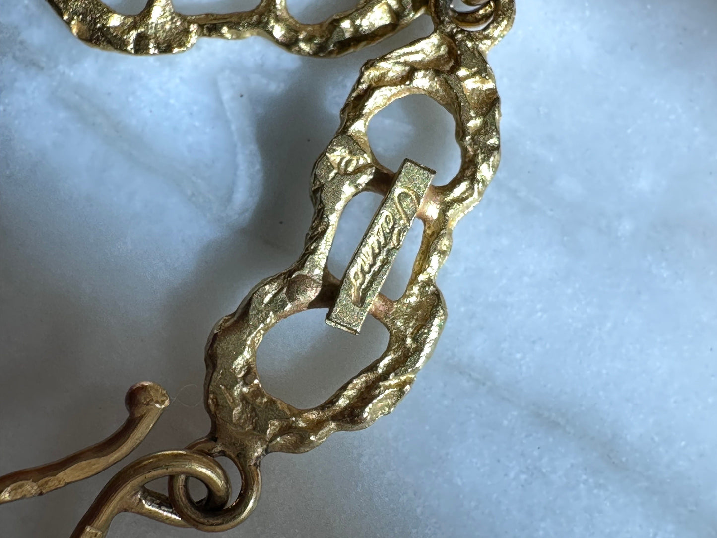 Very Long Vintage 18k Textured Yellow Gold Chain
