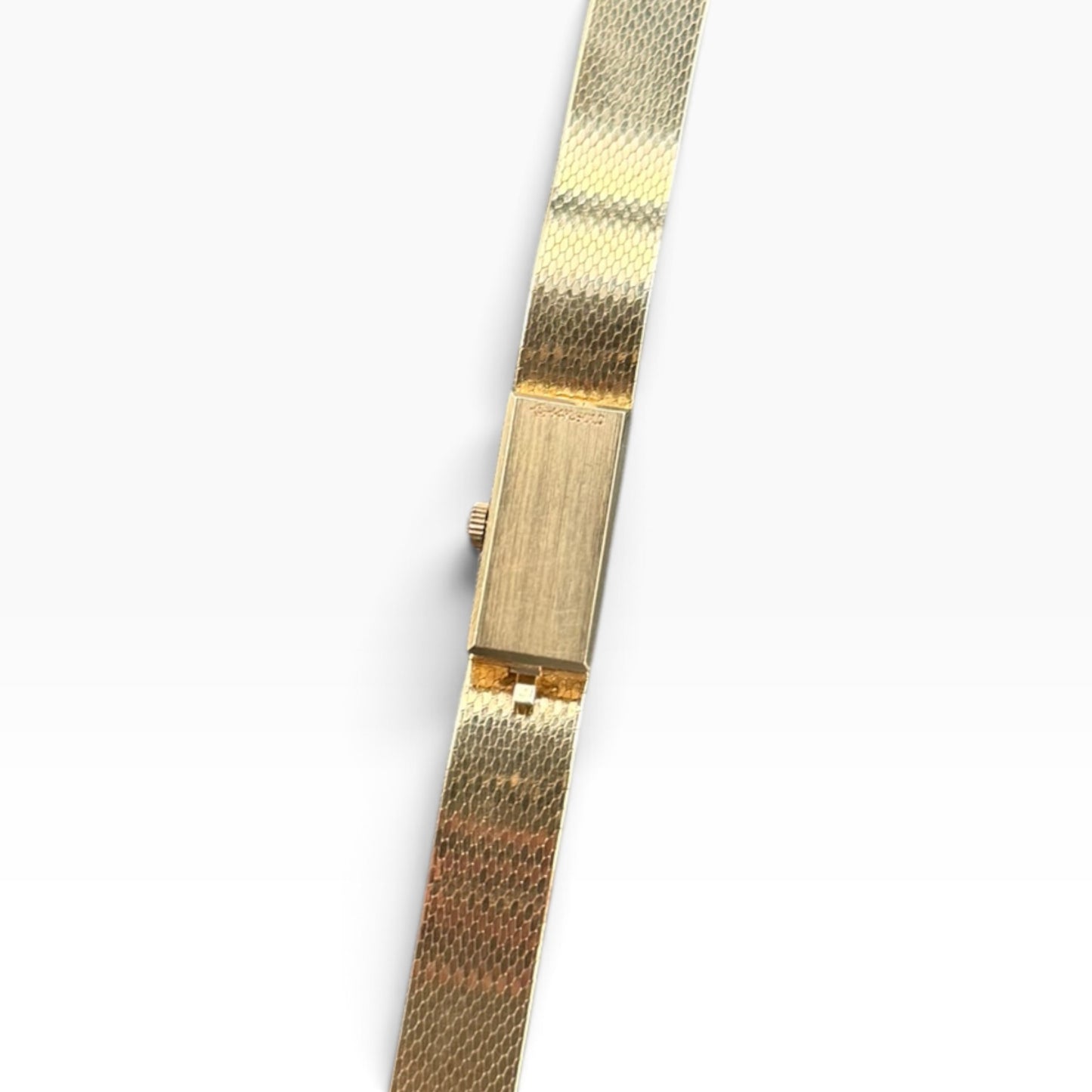 Vintage Longines 14K Solid Gold Ladies Watch – Textured Mesh Bracelet – Manual Wind – Fully Running