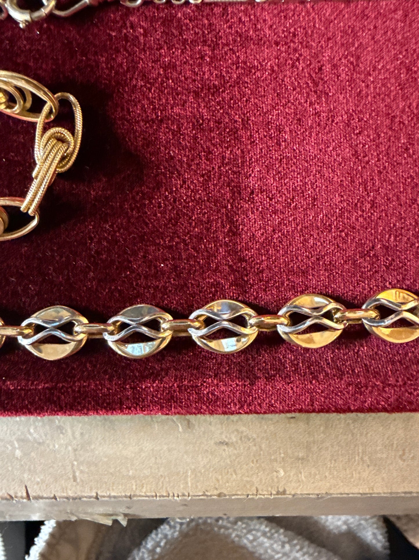Vintage 14k Two Tone Modernist Mariner Link Bracelet
