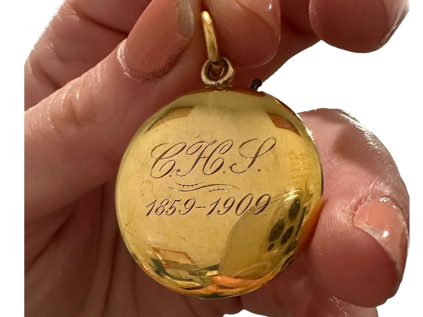 14k Antique Hand-Engraved Floral Pendant with Secret Cigar Cutter