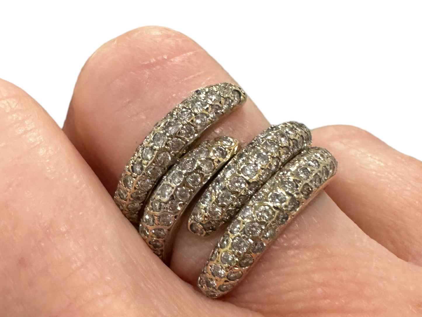 Set of 2 Interlocking Vintage 18k Yellow Gold and Diamond Rings