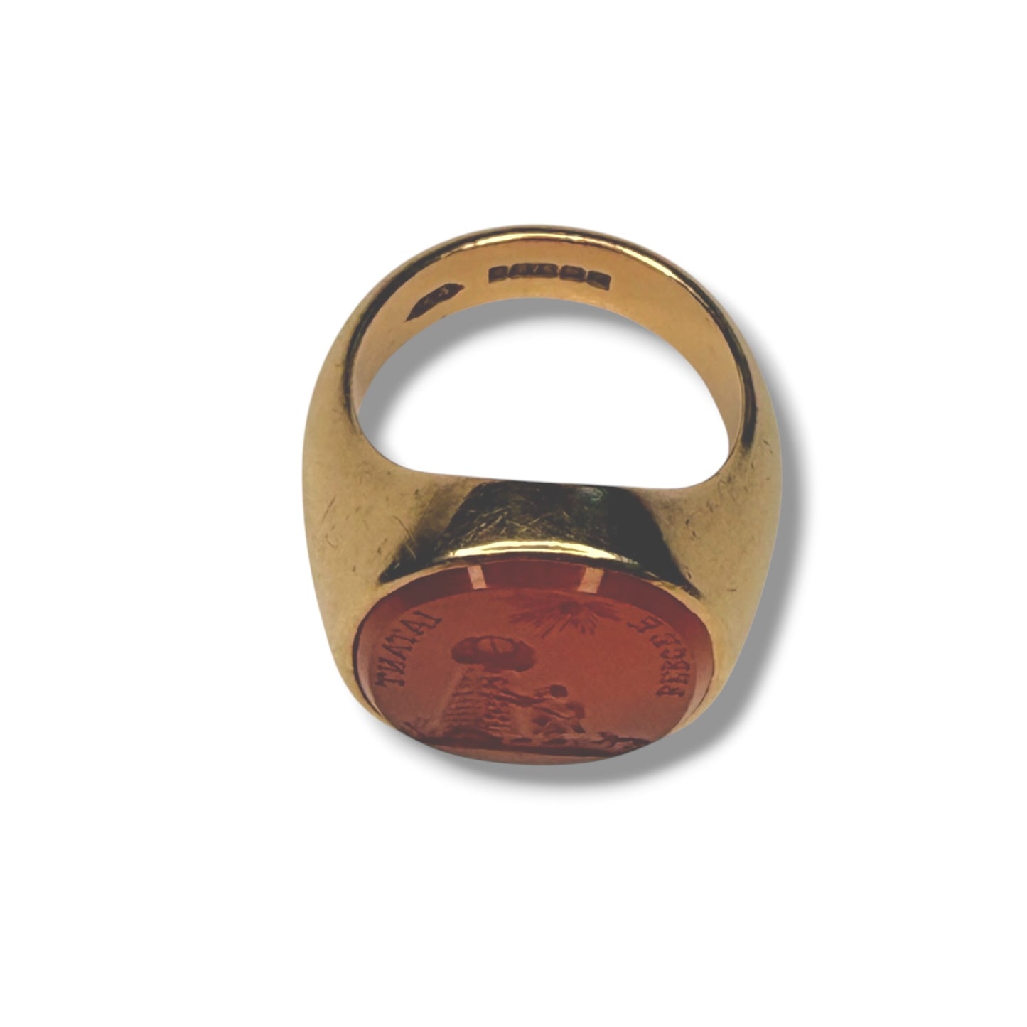 9k Fine Vintage Carnelian Intaglio Signet Ring