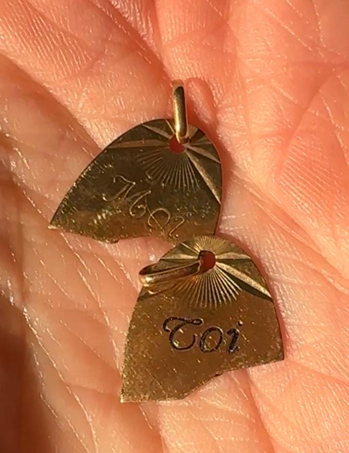 18k Vintage French “Toi”/“Moi” (“You and Me”) Break Apart Charms
