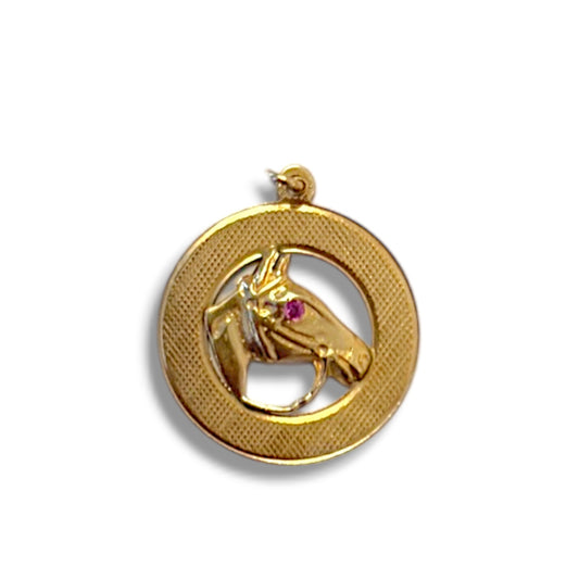 Vintage 14k Ruby Horse Charm