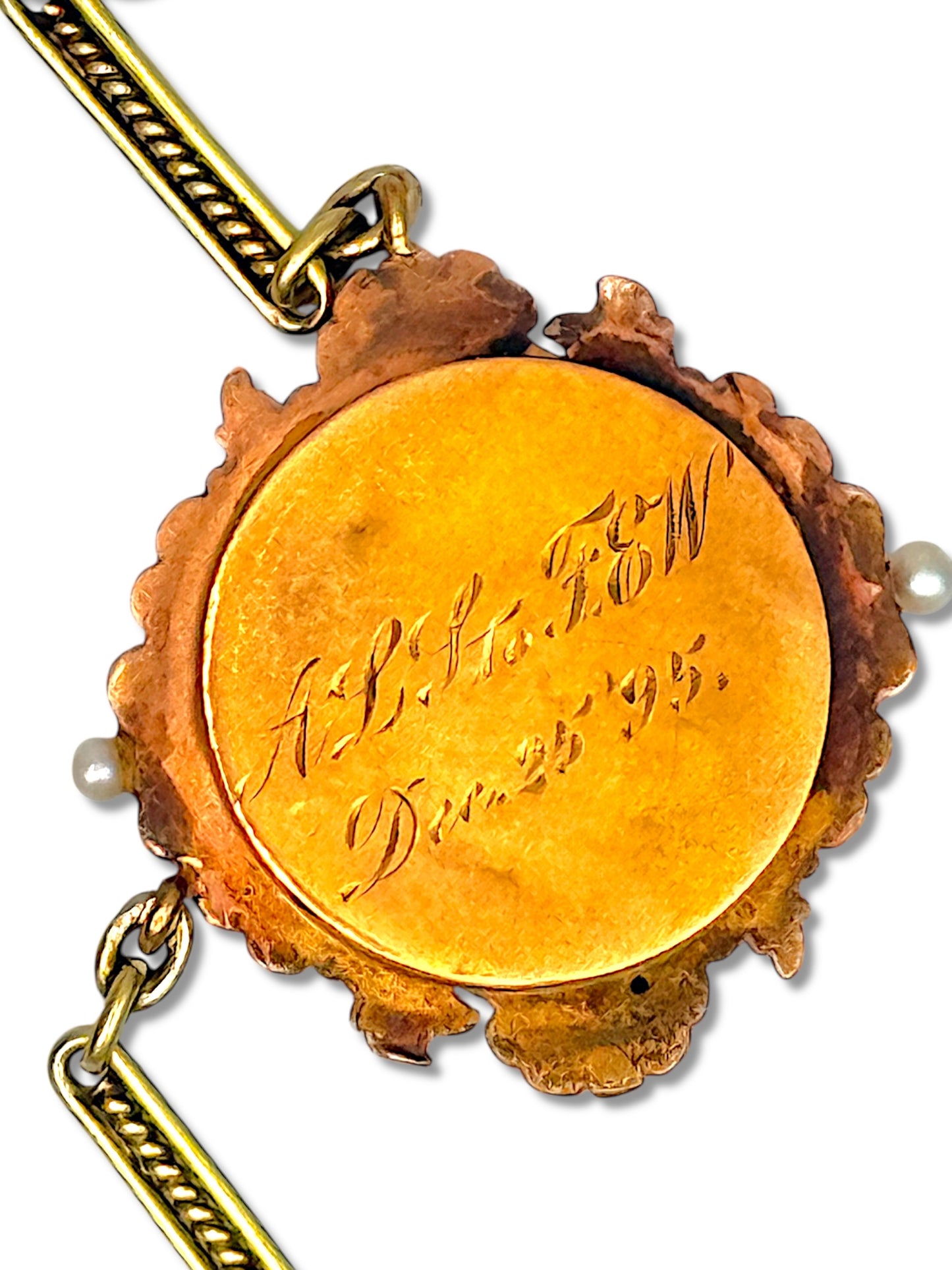 Rare Intact Antique Solid Gold Locket Charm Necklace ca. 1895