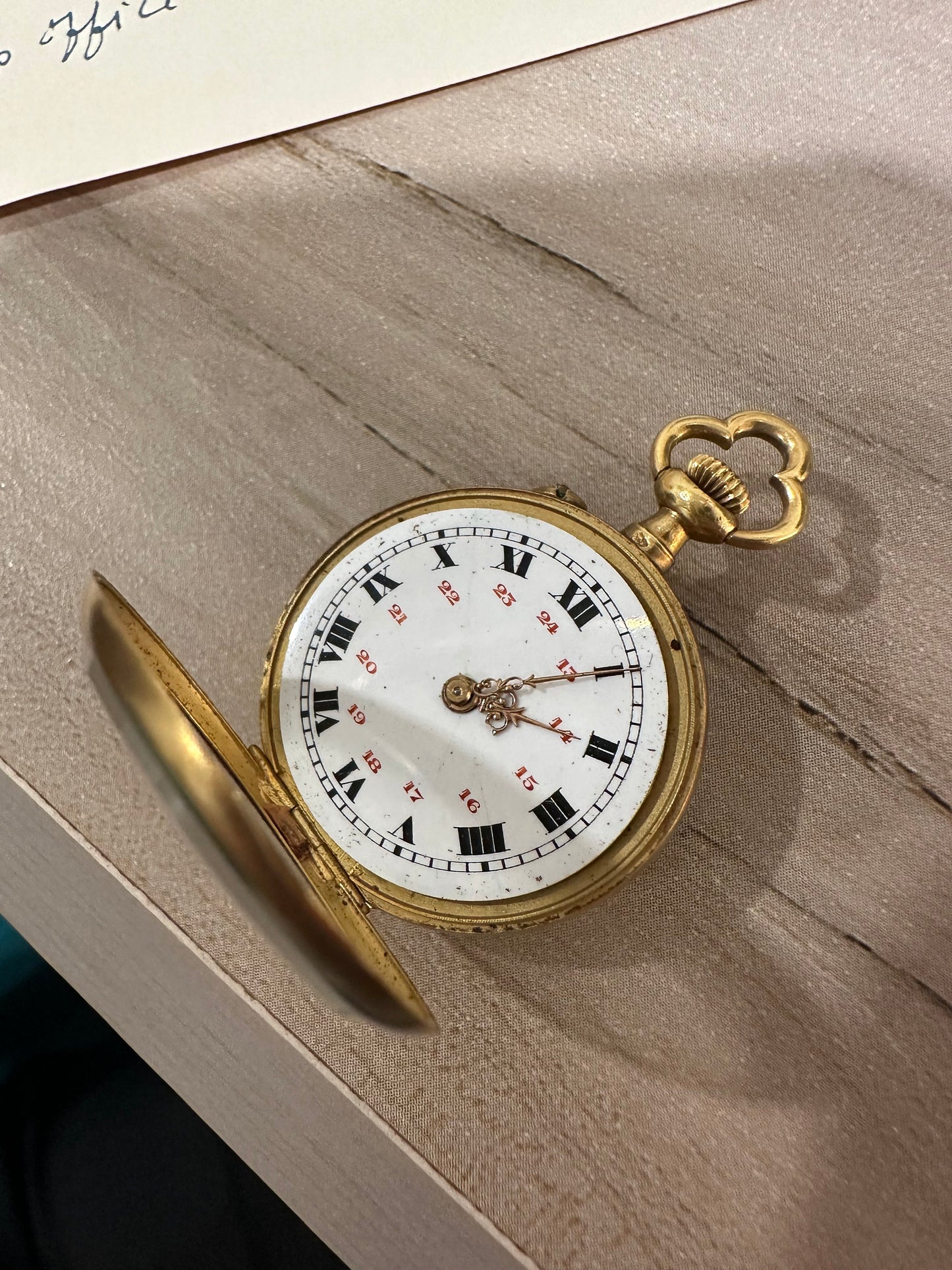 Antique French Belle Epoque Pocket Watch with 18k Case and Star-Set Old Cut Diamond