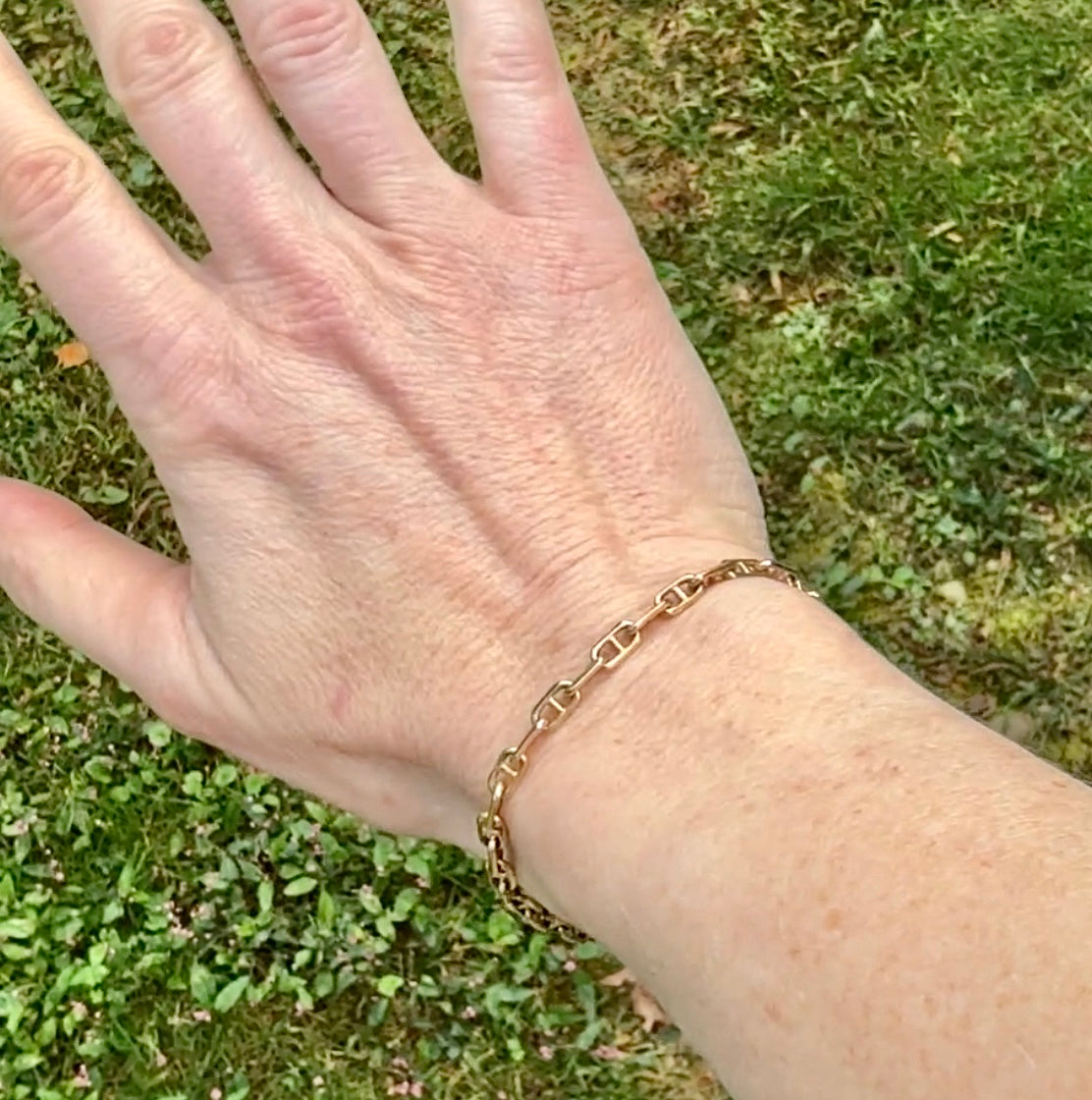 Vintage 18k Mariner or Anchor Link Bracelet with 14k Tag