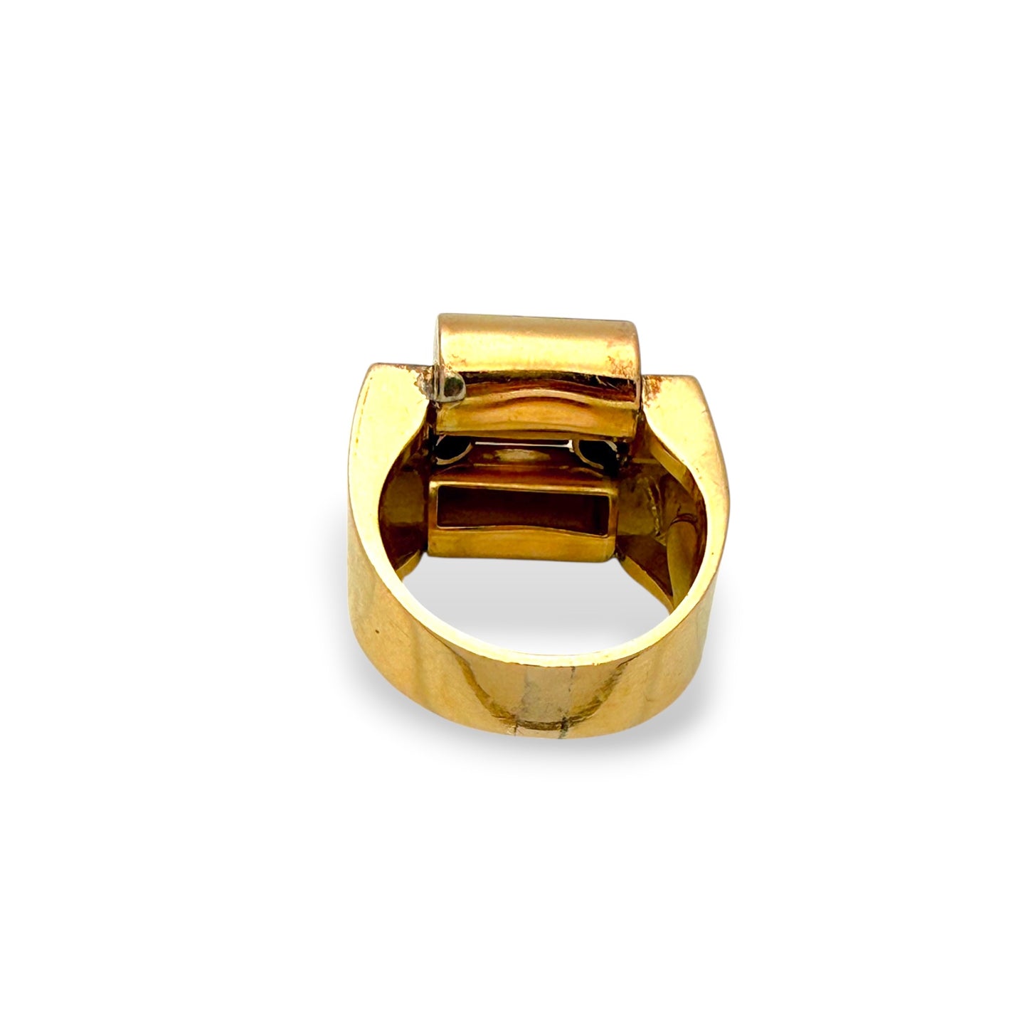 Vintage 18k Rose Cut Diamond Ruby Tank Ring