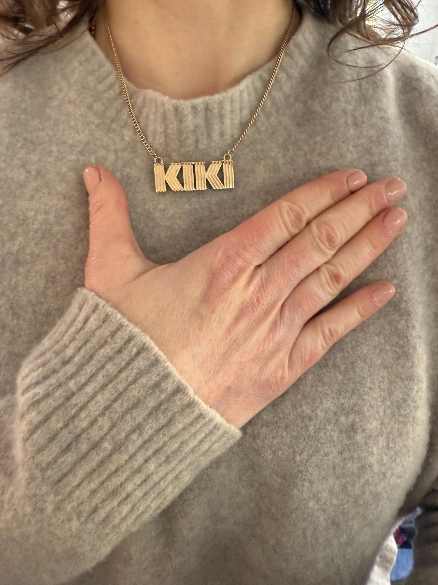 14k Custom Nameplate Necklace with 18” Curb Chain