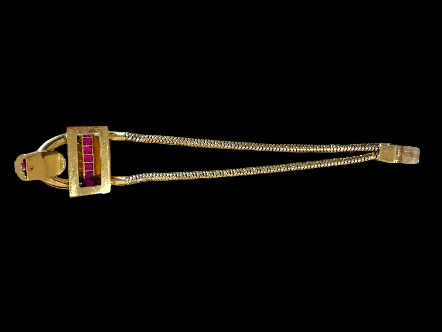 Retro-era French 18k and Calibrated Ruby Bracelet