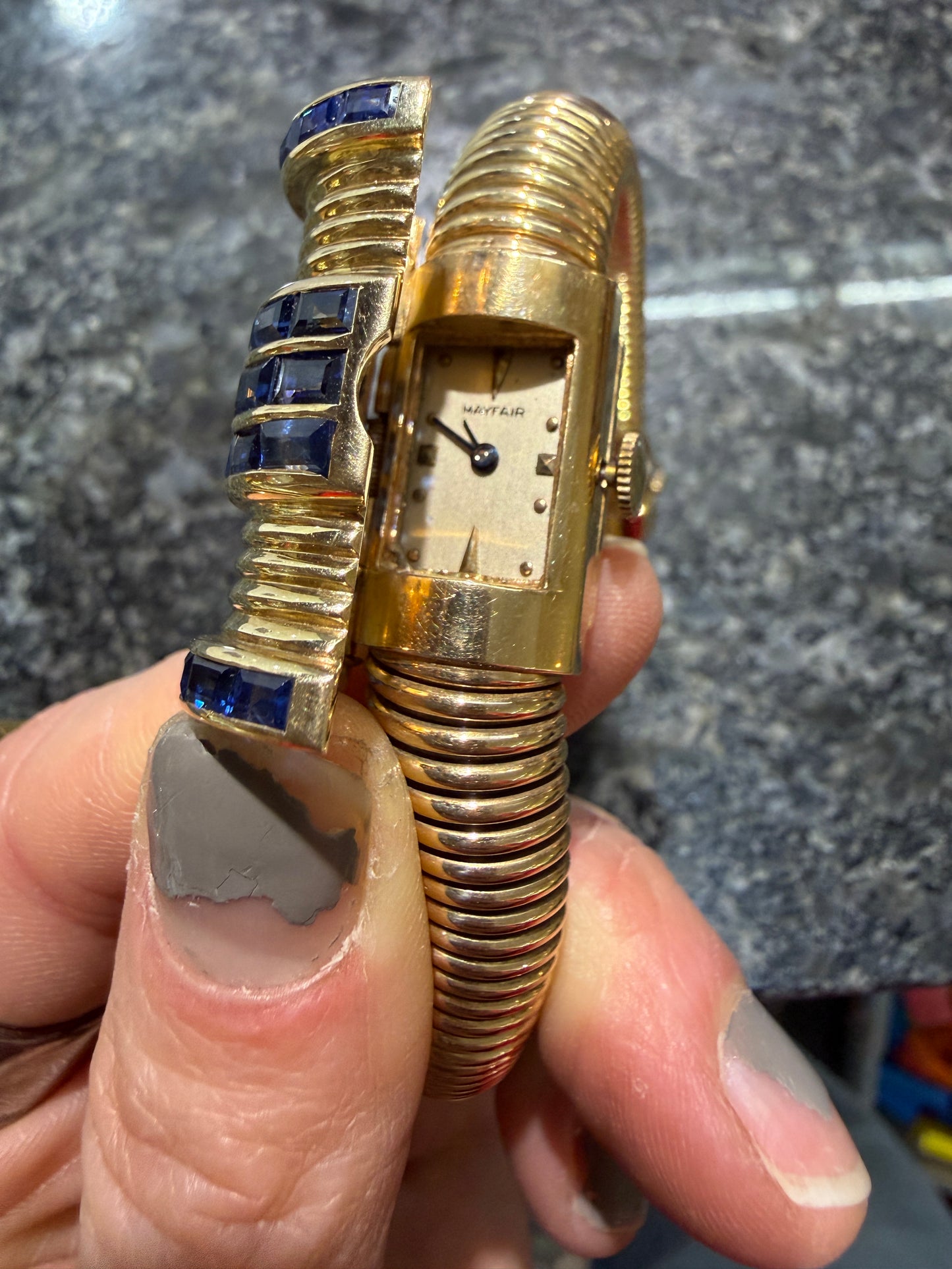 Vintage 14k Sapphire Tubogas Bracelet