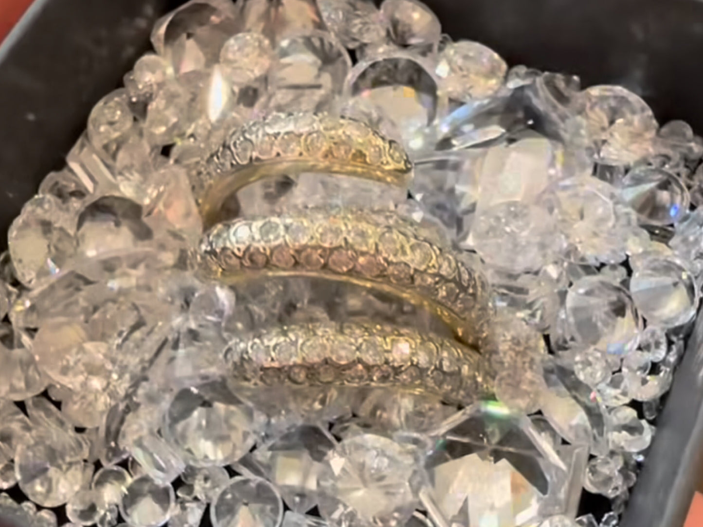 Set of 2 Interlocking Vintage 18k Yellow Gold and Diamond Rings