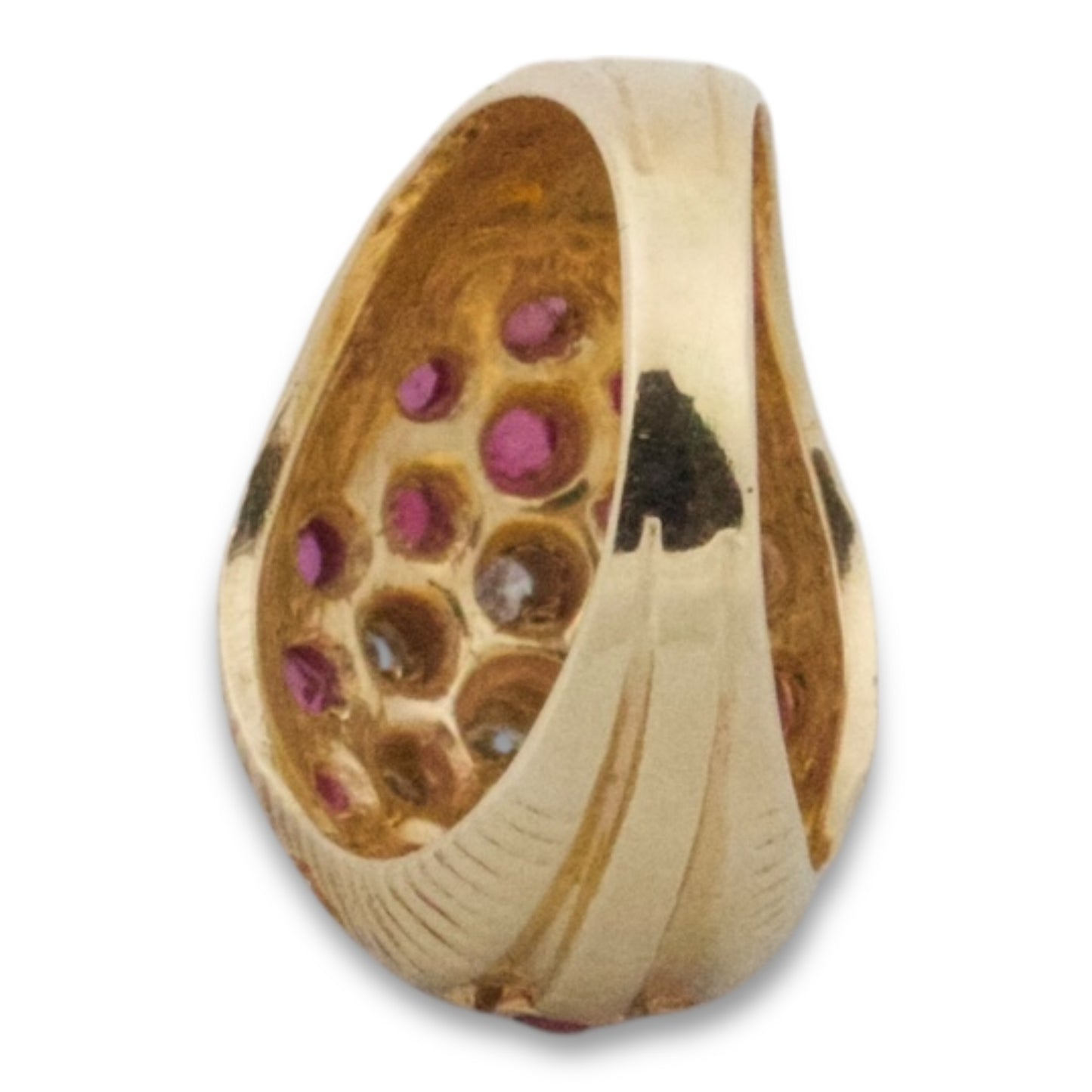 Vintage 14k Ruby Diamond Honeycomb Ring