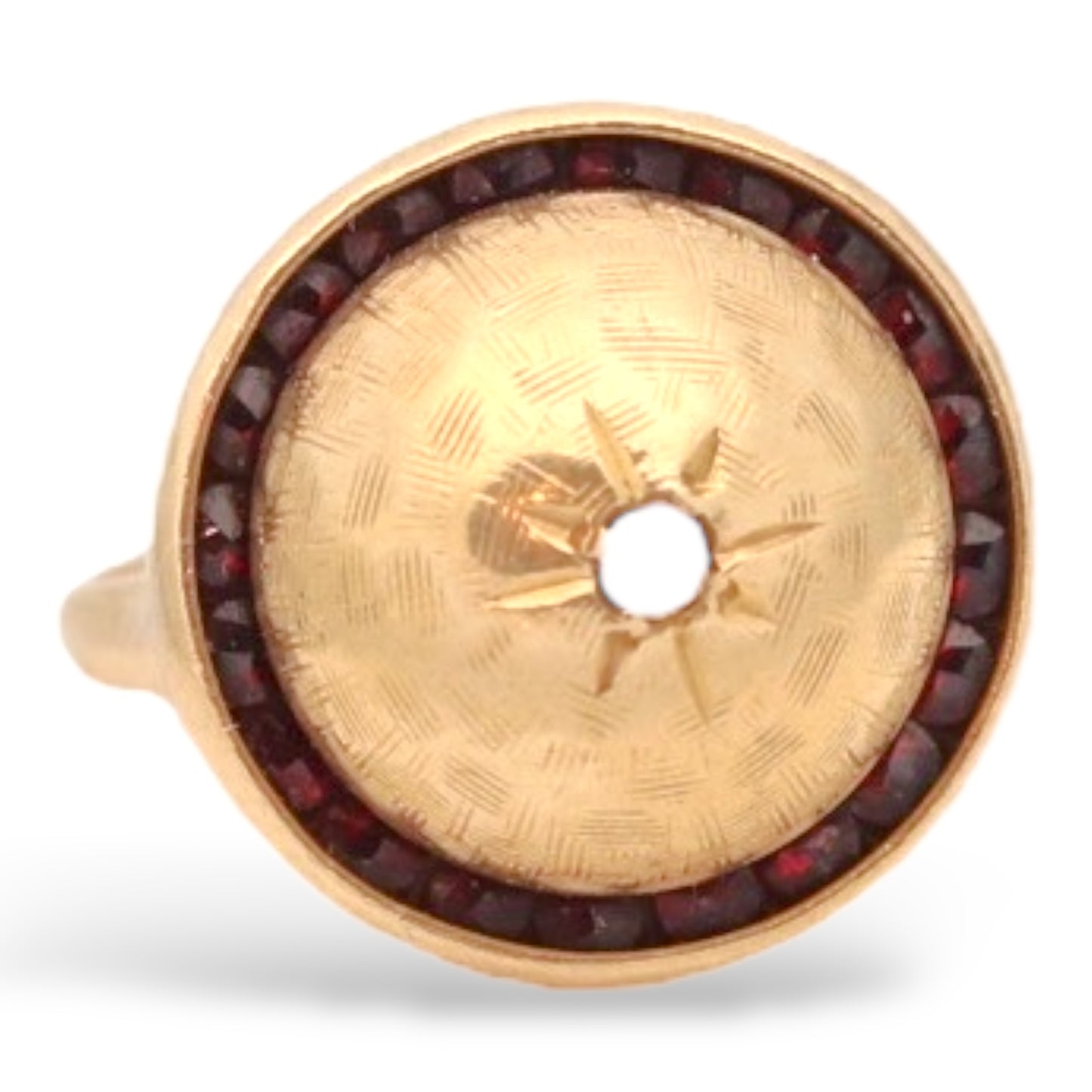 Vintage 14k Garnet Ring Missing One Stone