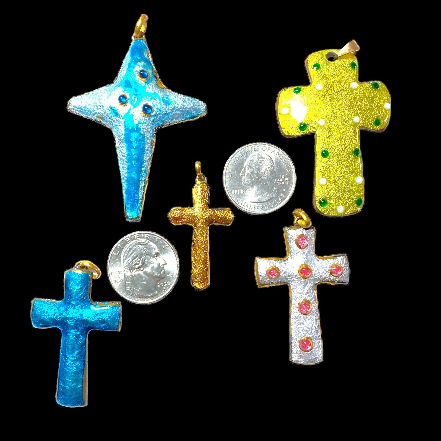 Vintage Limoges French Cross Pendants