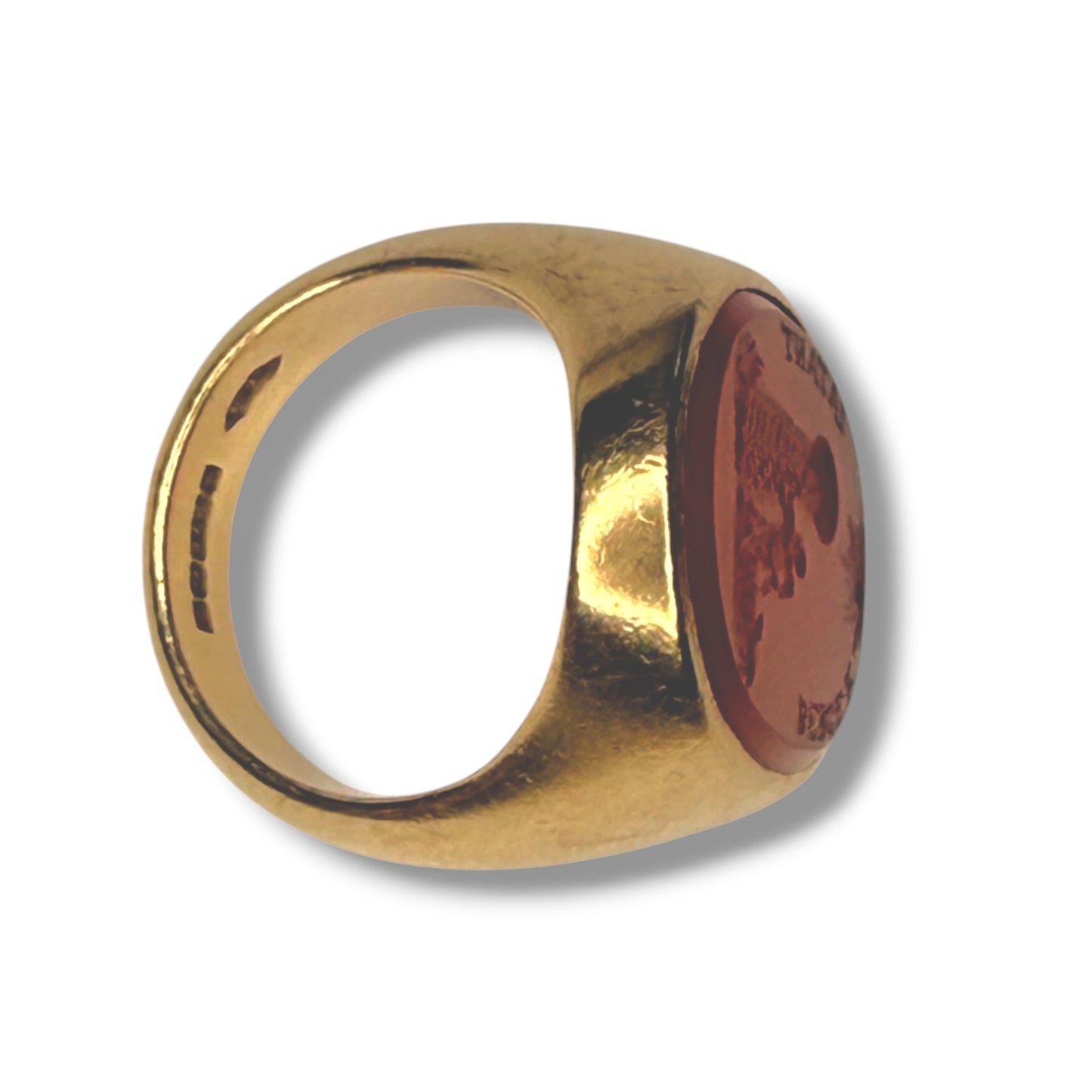 9k Fine Vintage Carnelian Intaglio Signet Ring
