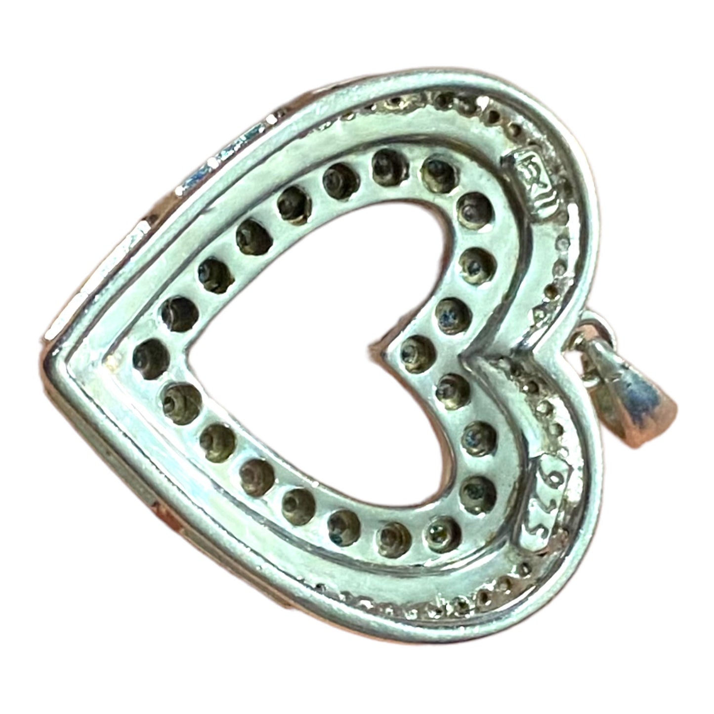 Adorable Heart-Shaped Pendant | Sterling (925) Silver, White and Blue Diamonds