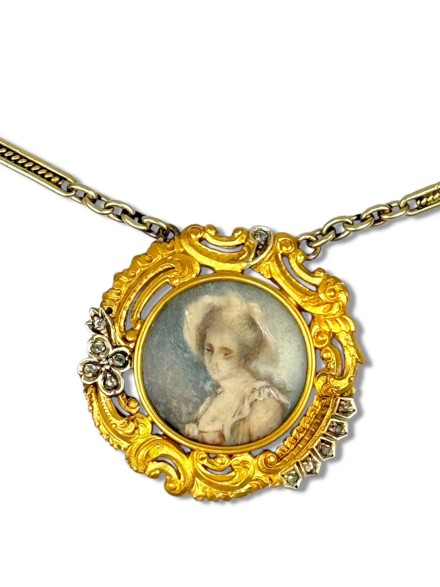 Rare Intact Antique Solid Gold Locket Charm Necklace ca. 1895