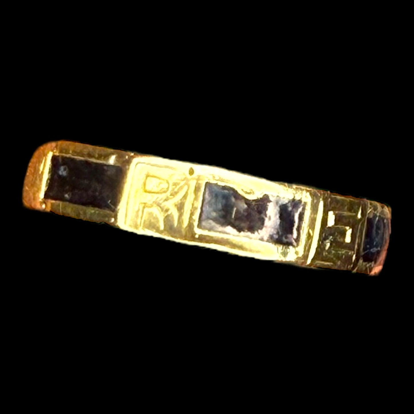 Antique 10k and Black Enamel REGARD Ring