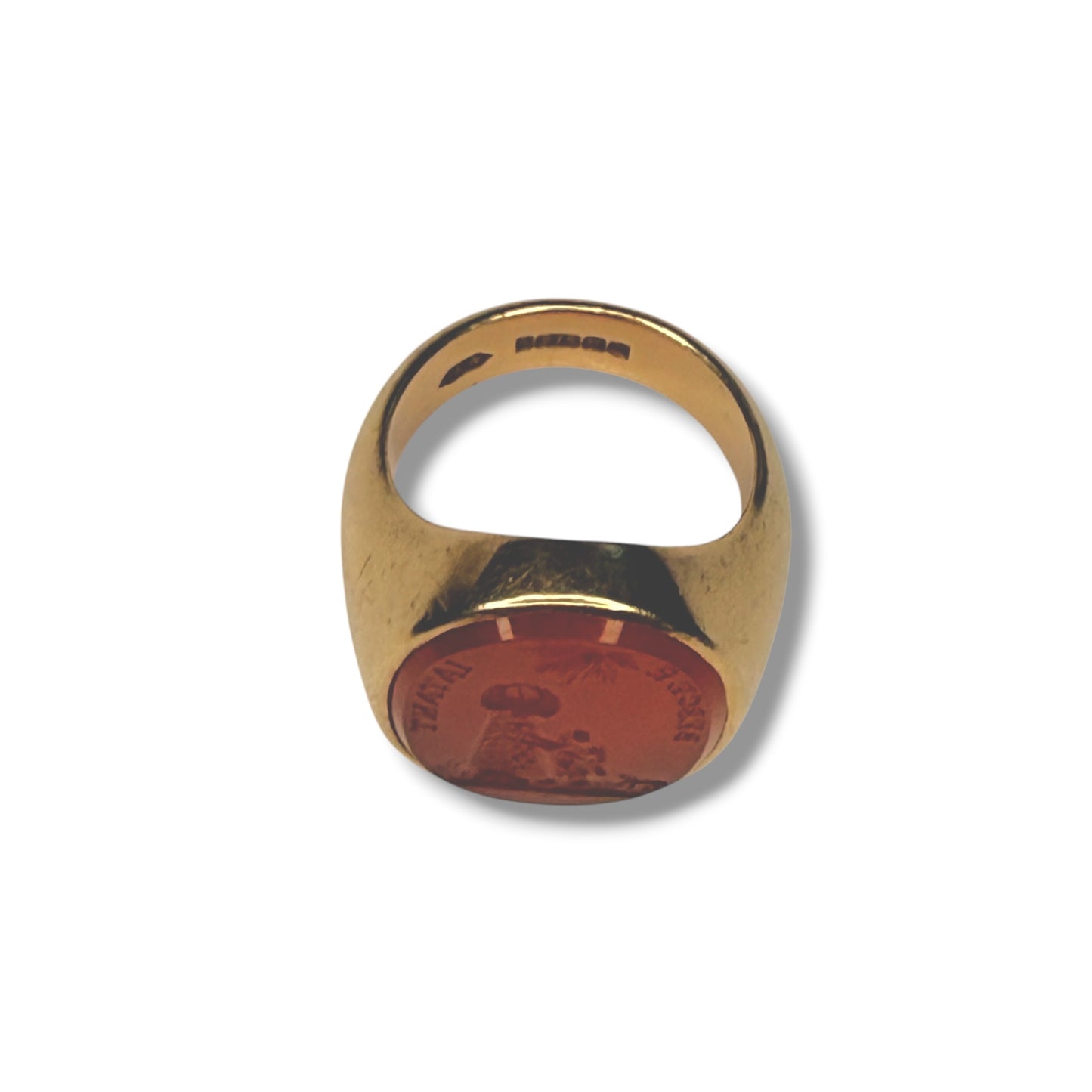 9k Fine Vintage Carnelian Intaglio Signet Ring