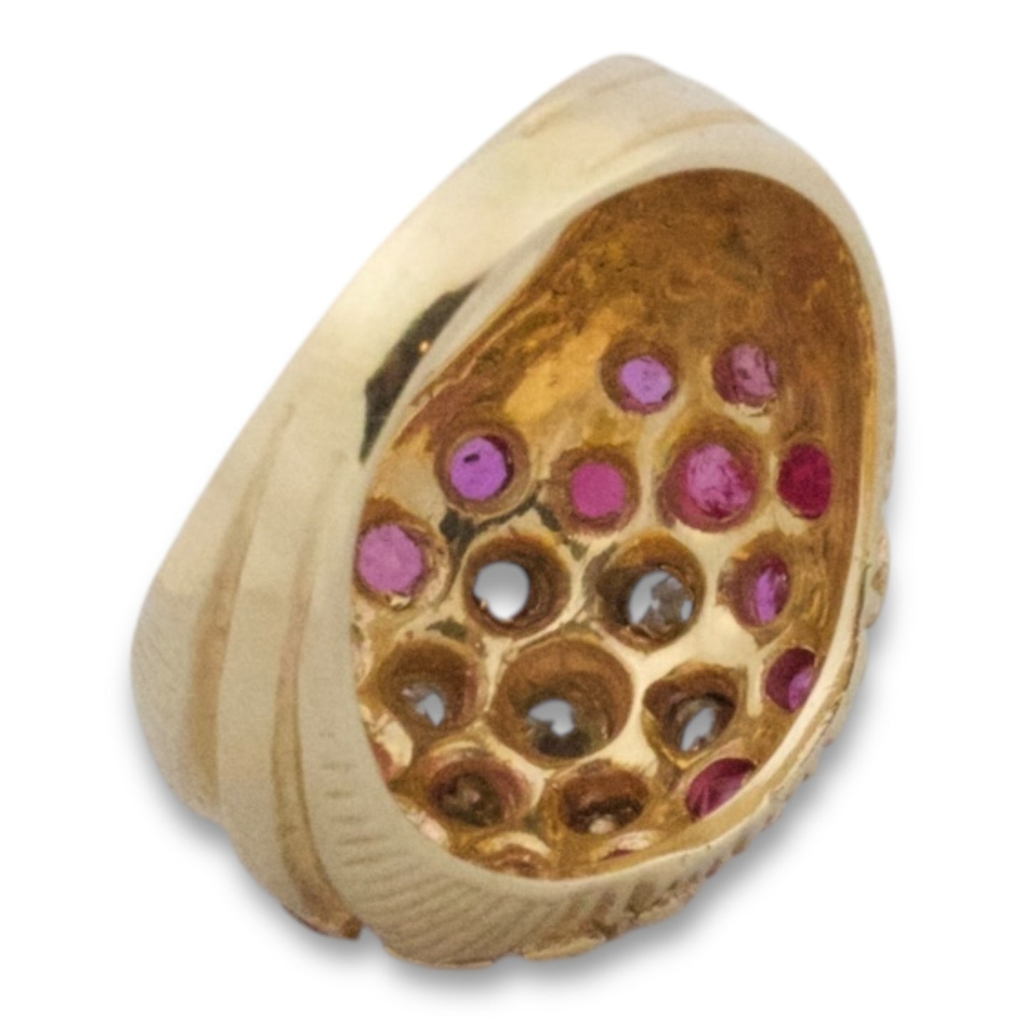 Vintage 14k Ruby Diamond Honeycomb Ring