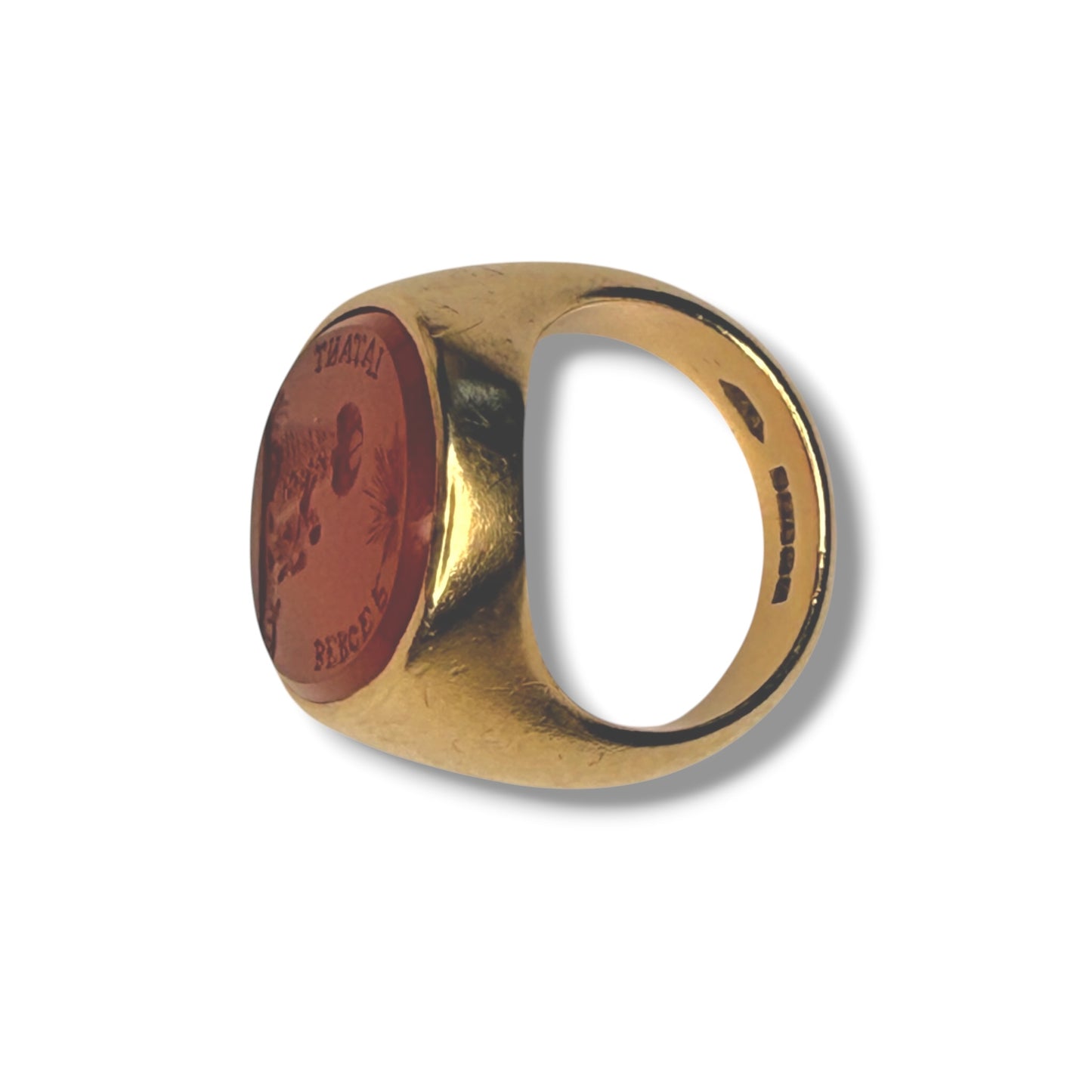 9k Fine Vintage Carnelian Intaglio Signet Ring