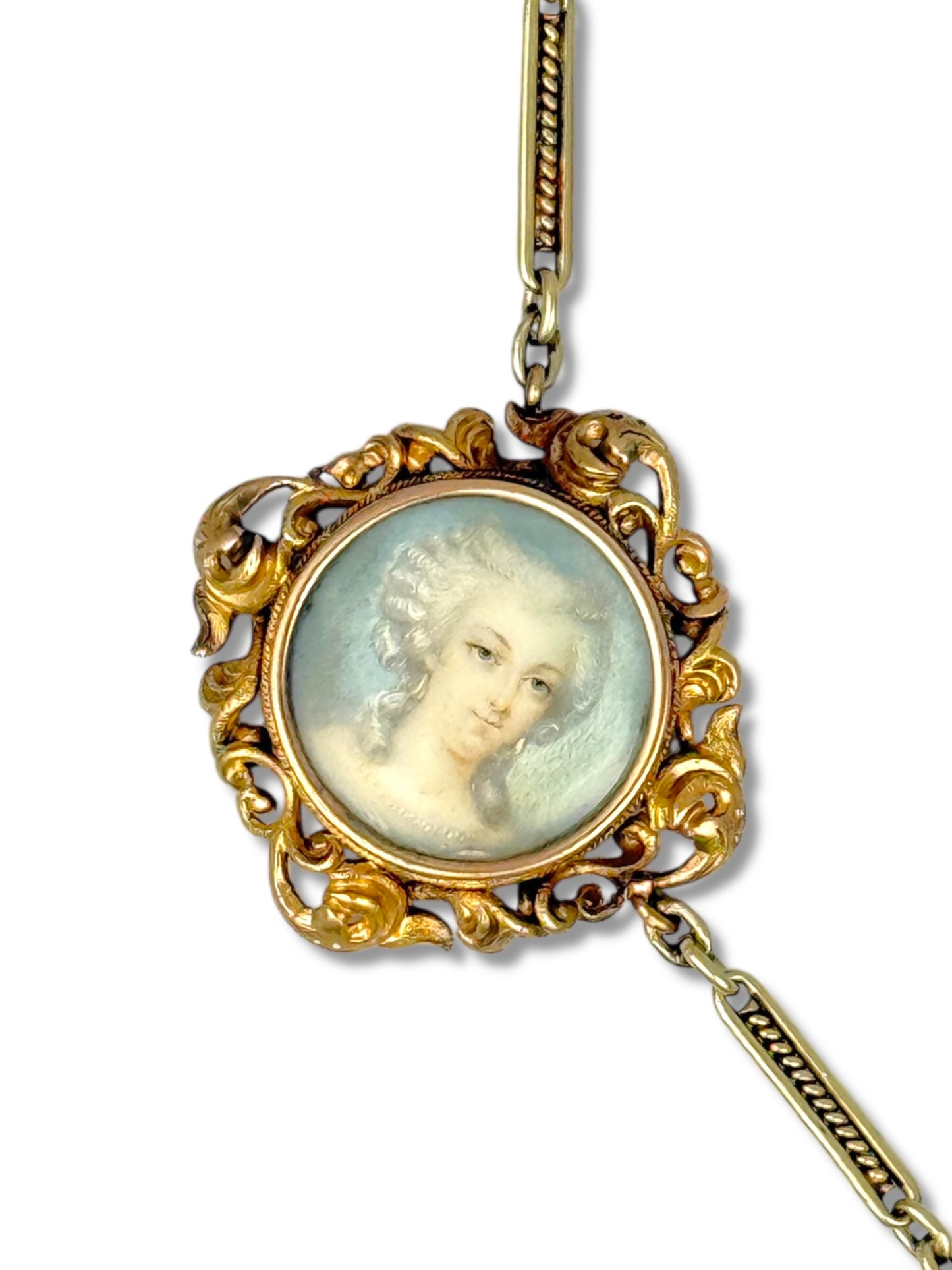 Rare Intact Antique Solid Gold Locket Charm Necklace ca. 1895