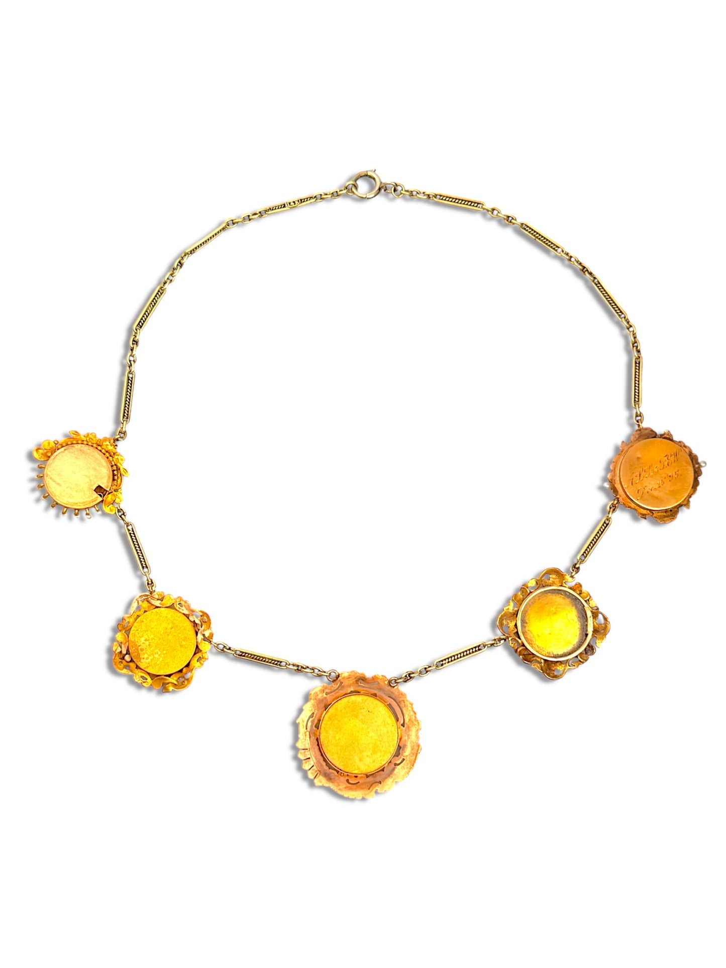 Rare Intact Antique Solid Gold Locket Charm Necklace ca. 1895